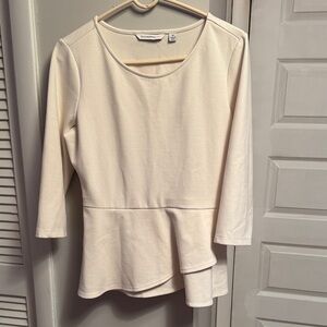 Isaac Mizrahi Live! Off-White Peplum Blouse Size M